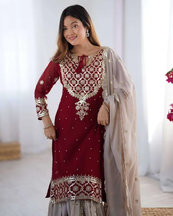 Women_S_Faux_Georgette_Sequins_Embroidered_Straight_Kurta_With_Sharara_Suit_And_Dupatta_Set