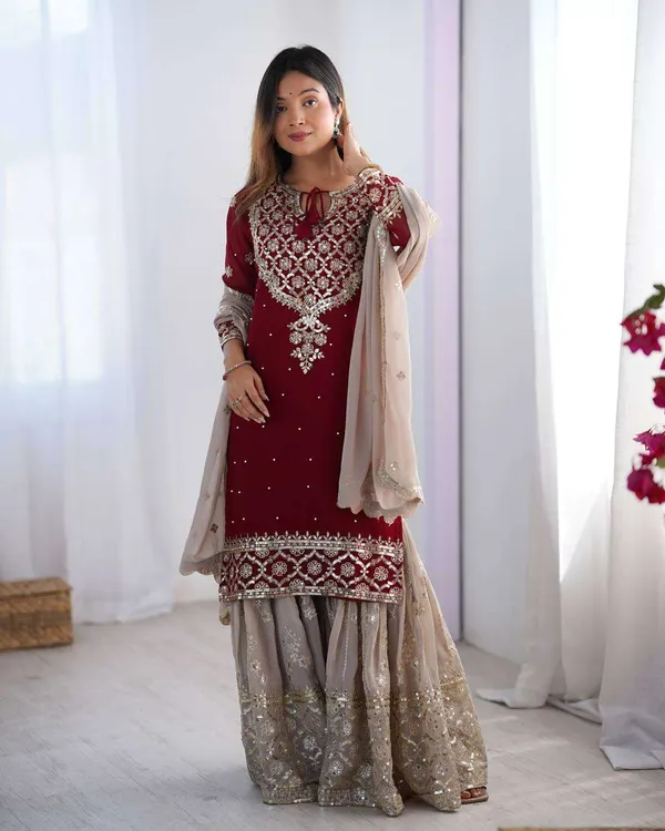 Women_S_Faux_Georgette_Sequins_Embroidered_Straight_Kurta_With_Sharara_Suit_And_Dupatta_Set