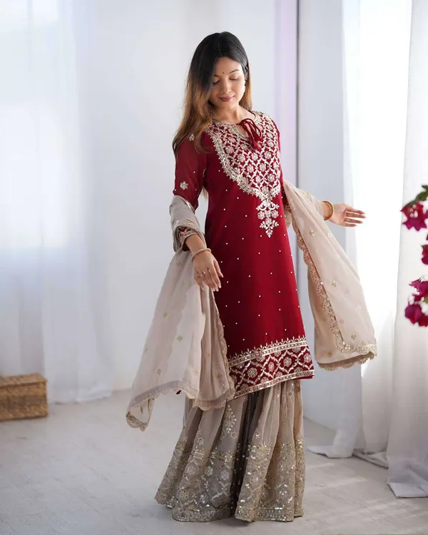Women_S_Faux_Georgette_Sequins_Embroidered_Straight_Kurta_With_Sharara_Suit_And_Dupatta_Set