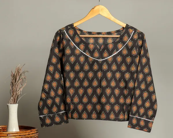 Handmade_Block_Print_Cotton_For_Women_Ethnic_Floral_Printed_Top_With_Long_Sleeves
