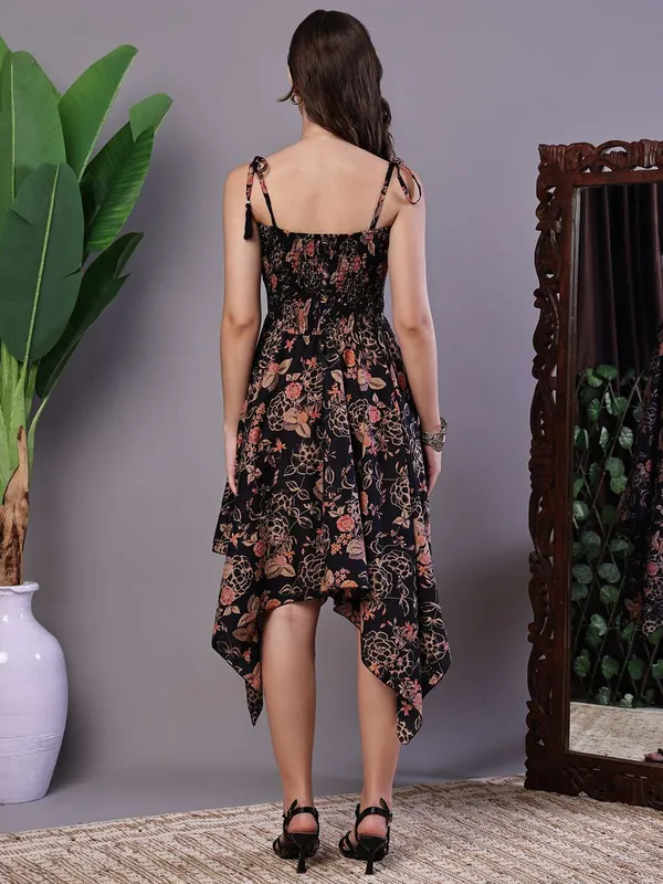 Women_S_Black_Floral_Printed_Cotton_Handkerchief_Hem_Dress_Midi_Dresses