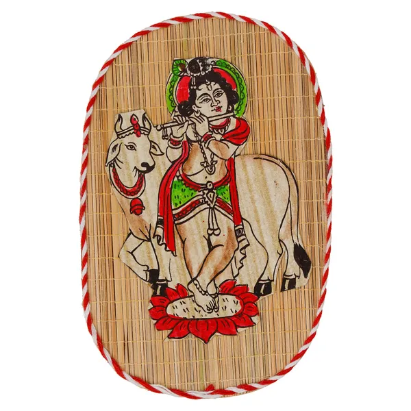 Oval_Shaped_Design_Bamboo_Hand_Crafted_Wall_Hangings_Of_Bal_Gopal_With_Holy_Cow_For_Home_Decor_Bamboo_Art_For_Wall_Decor