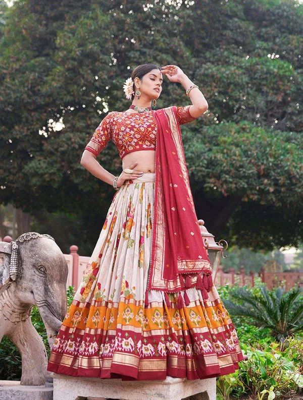 Women_S_Patola_Print_Tussar_Silk_Lehenga_Choli_Dupatta_Set