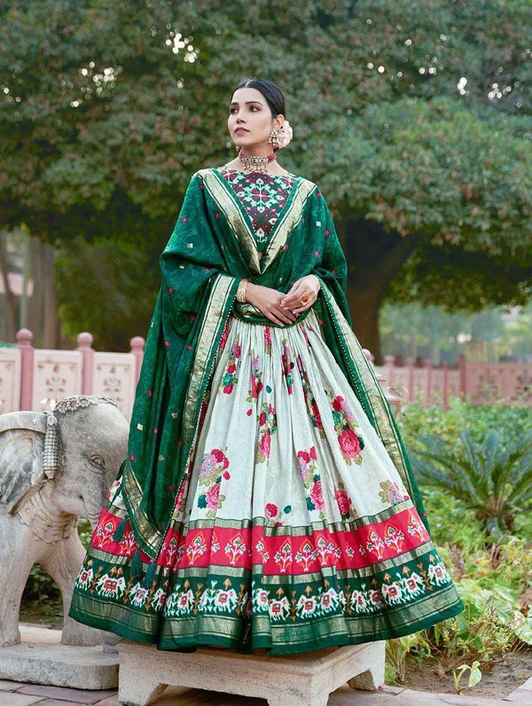 Women_S_Patola_Print_Tussar_Silk_Lehenga_Choli_Dupatta_Set