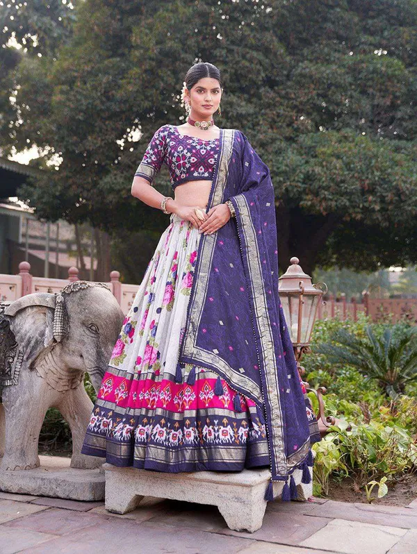 Women_S_Patola_Print_Tussar_Silk_Lehenga_Choli_Dupatta_Set