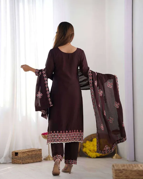 Women_S_Chinnon_Silk_Embroidery_Sequence_Work_And_Lace_Work_Straight_Kurti_With_Pant_And_Dupatta