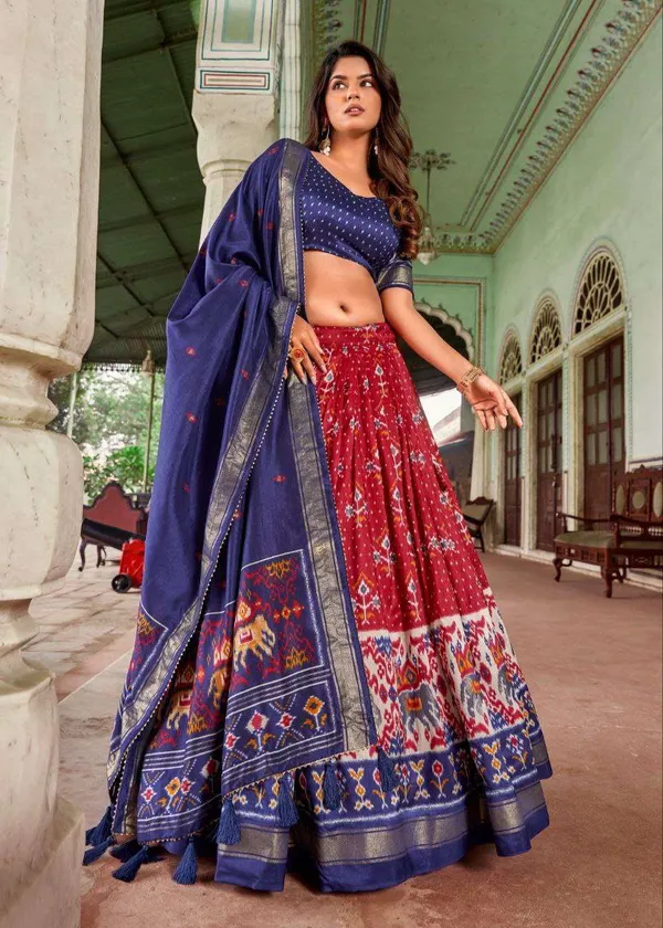 Women_S_Traditional_Patola_Print_Tussar_Silk_Lehenga_Choli_With_Festive_Dupatta