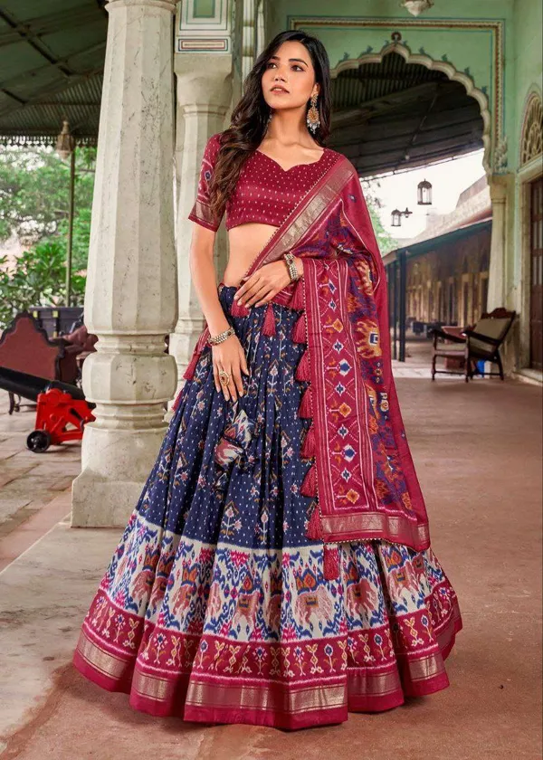 Women_S_Traditional_Patola_Print_Tussar_Silk_Lehenga_Choli_With_Festive_Dupatta