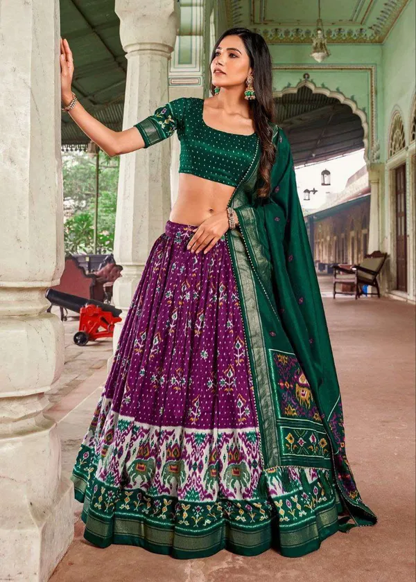 Women_S_Traditional_Patola_Print_Tussar_Silk_Lehenga_Choli_With_Festive_Dupatta