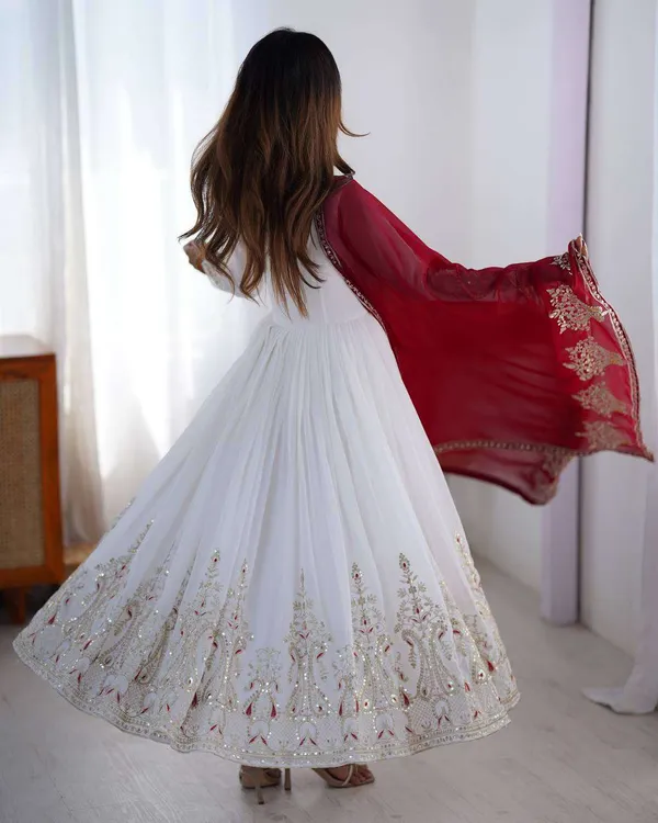 Women_S_Georgette_Embroidery_Sequence_Work_Anarkali_Kurti_With_Dupatta_Set