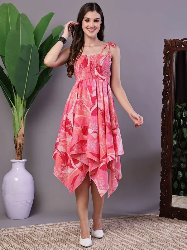 Women_S_Pink_Printed_Cotton_Handkerchief_Hem_Midi_Dress_Midi_Dresses