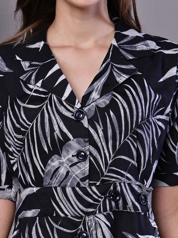 Women_S_Tropical_Palm_Print_Black_White_Cotton_Shirt_Dress