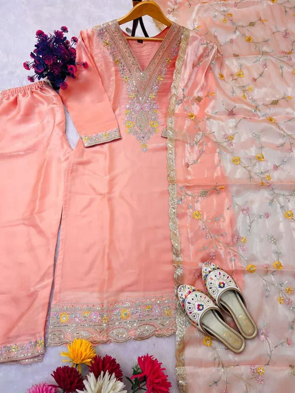 Women_S_Silk_Heavy_Embroidery_Sequence_Work_Top_Bottom_Straight_Kurti_With_Pant_And_Dupatta_Set