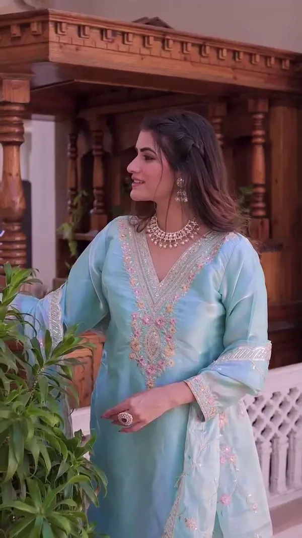 Women_S_Silk_Heavy_Embroidery_Sequence_Work_Top_Bottom_Straight_Kurti_With_Pant_And_Dupatta_Set