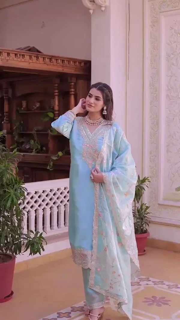 Women_S_Silk_Heavy_Embroidery_Sequence_Work_Top_Bottom_Straight_Kurti_With_Pant_And_Dupatta_Set