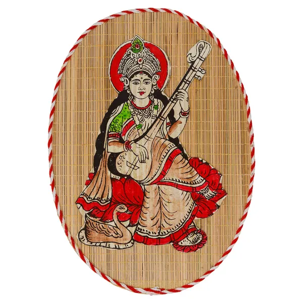 Oval_Shaped_Design_Bamboo_Hand_Crafted_Wall_Hangings_Of_Godess_Sarwasti_Ji_For_Home_Decor