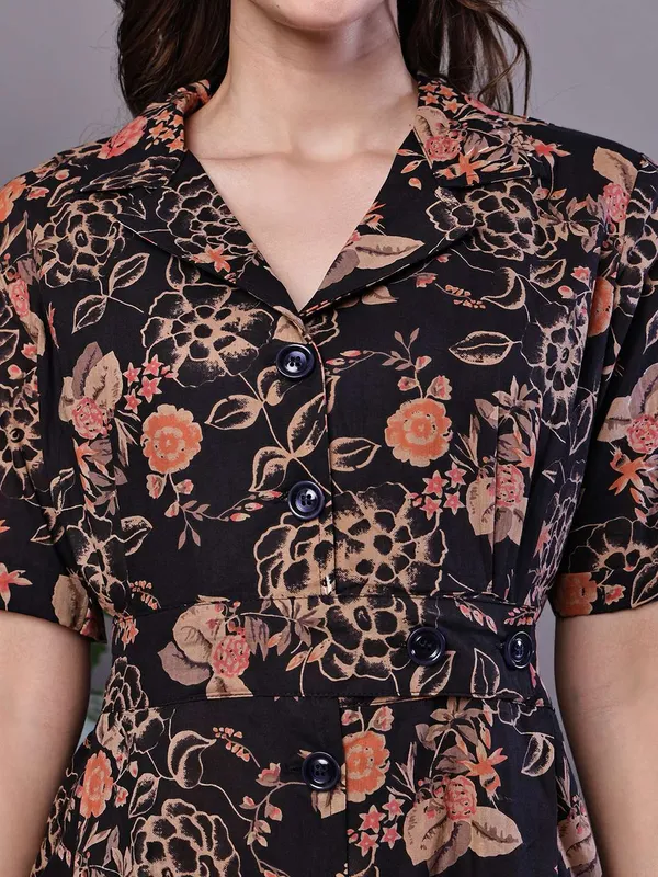 Women_S_Chic_Black_Rust_Floral_Print_Button_Front_Midi_Dress