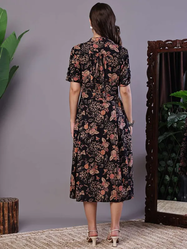Women_S_Chic_Black_Rust_Floral_Print_Button_Front_Midi_Dress