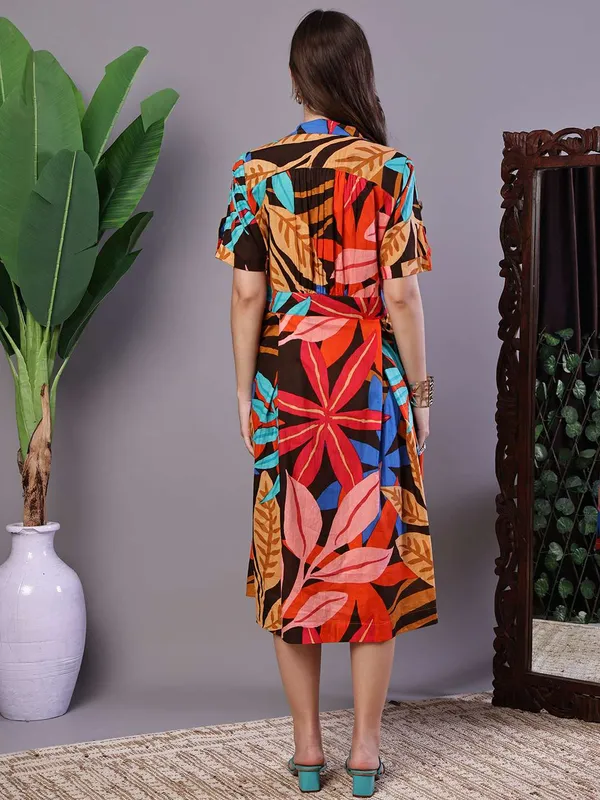 Women_S_Leaf_Print_Button_Down_Cotton_Midi_Dress