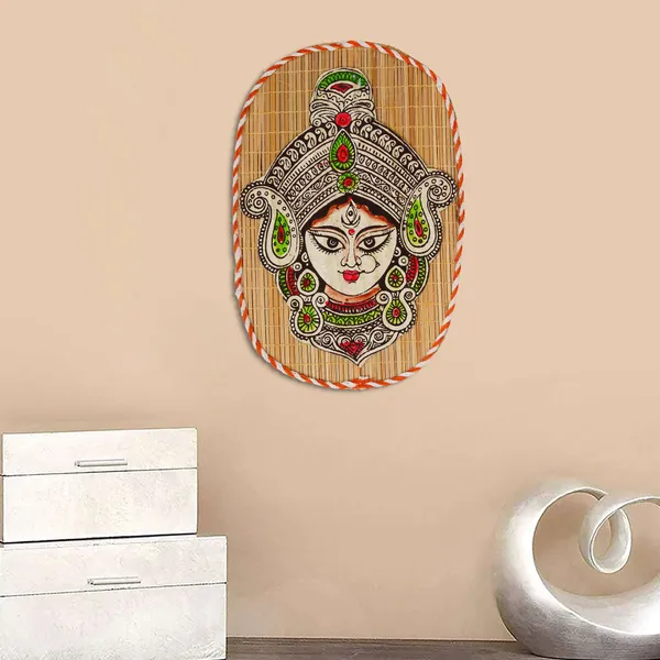 Oval_Shaped_Design_Bamboo_Hand_Crafted_Wall_Hangings_Durga_Ji_For_Home_Decor_Bamboo_Art_For_Wall_Decor