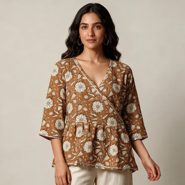 Handmade_Block_Print_Cotton_For_Women_Ethnic_Floral_Printed_Top_With_Long_Sleeves