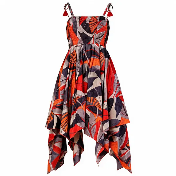 Womens_Rust_Grey_Abstract_Print_Cotton_Handkerchief_Hem_Dress_Midi_Dresses