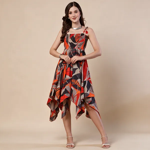 Womens_Rust_Grey_Abstract_Print_Cotton_Handkerchief_Hem_Dress_Midi_Dresses