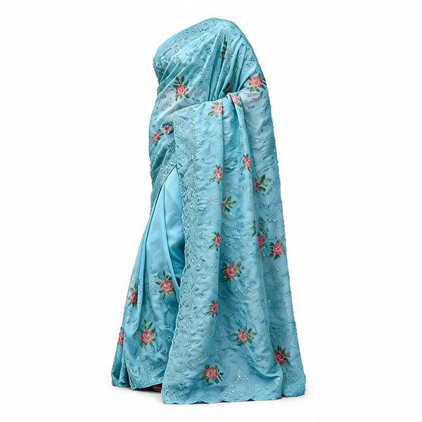 Womens_Elegant_Sage_Green_Georgette_Saree_With_Delicate_Floral_Embroidery_Sequin_Work_Perfect_For_Summer_Festivities_Day_Events