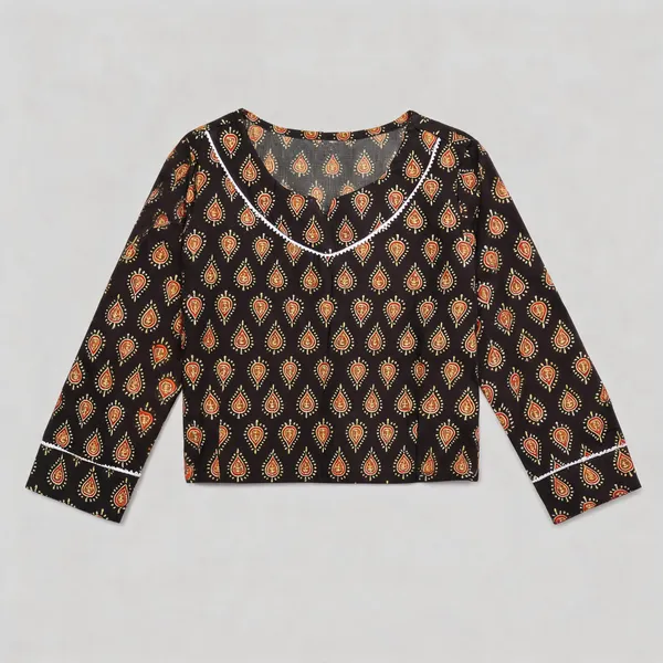 Handmade_Block_Print_Cotton_For_Women_Ethnic_Floral_Printed_Top_With_Long_Sleeves