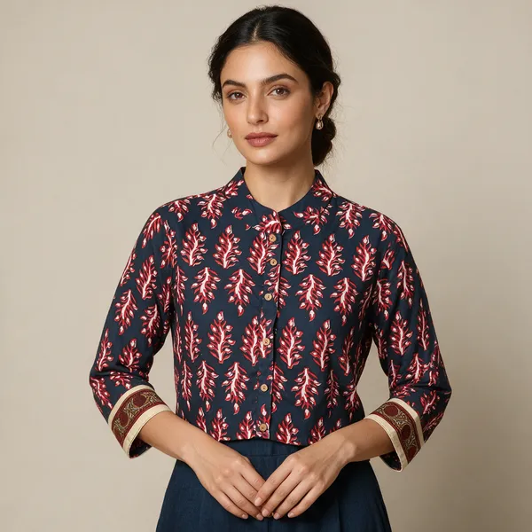 Handmade_Block_Print_Cotton_For_Women_Ethnic_Floral_Printed_Top_With_Long_Sleeves
