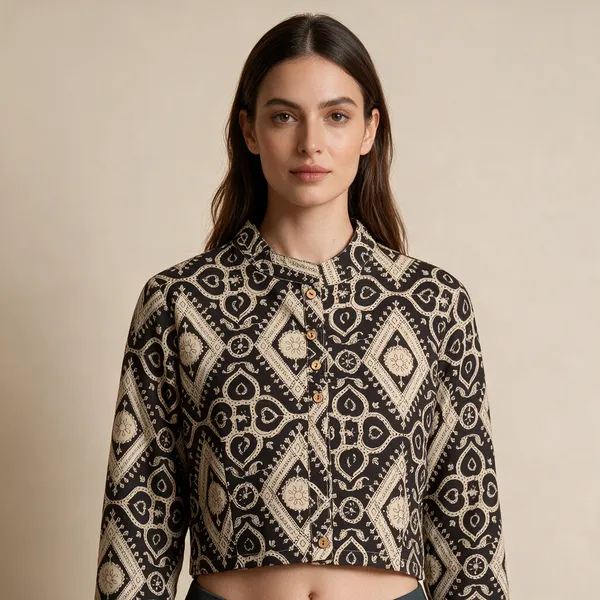Handmade_Block_Print_Cotton_For_Women_Ethnic_Floral_Printed_Top_With_Long_Sleeves