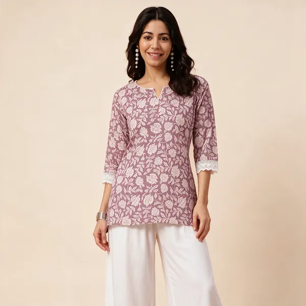 Womens_Rayon_Floral_Printed_Straight_Short_Kurti_Set