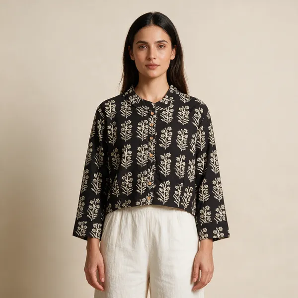 Handmade_Block_Print_Cotton_For_Women_Ethnic_Floral_Printed_Top_With_Long_Sleeves