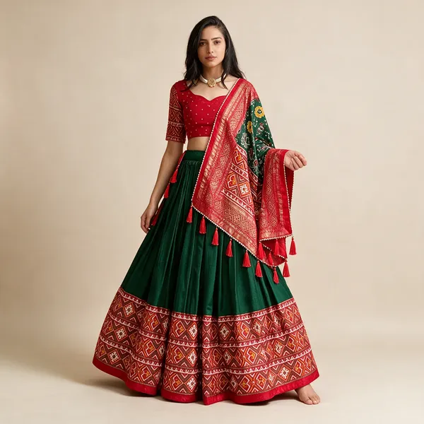 Womens_Tussar_Silk_Patola_Print_Lehenga_Choli_Dupatta_Set