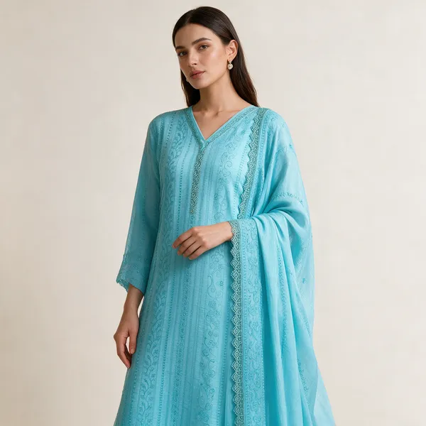 Womens_Chinon_Silk_With_Cotton_Thread_Embroidery_Straight_Kurti_With_Pant_And_Dupatta_Set