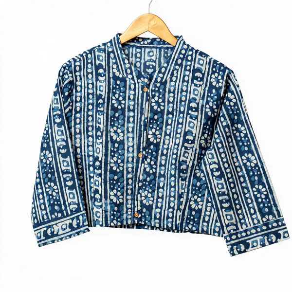 Handmade_Block_Print_Cotton_For_Women_Ethnic_Floral_Printed_Top_With_Long_Sleeves