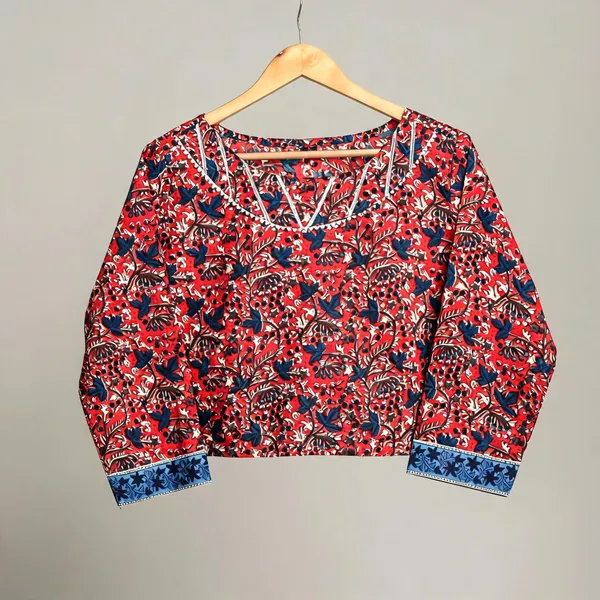 Handmade_Block_Print_Cotton_For_Women_Ethnic_Floral_Printed_Top_With_Long_Sleeves