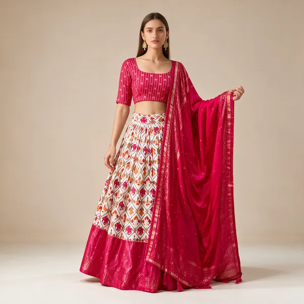 Womens_Tussar_Silk_Patola_Print_Lehenga_Choli_Dupatta_Set