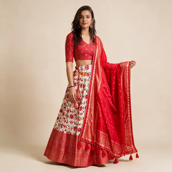 Womens_Tussar_Silk_Patola_Print_Lehenga_Choli_Dupatta_Set