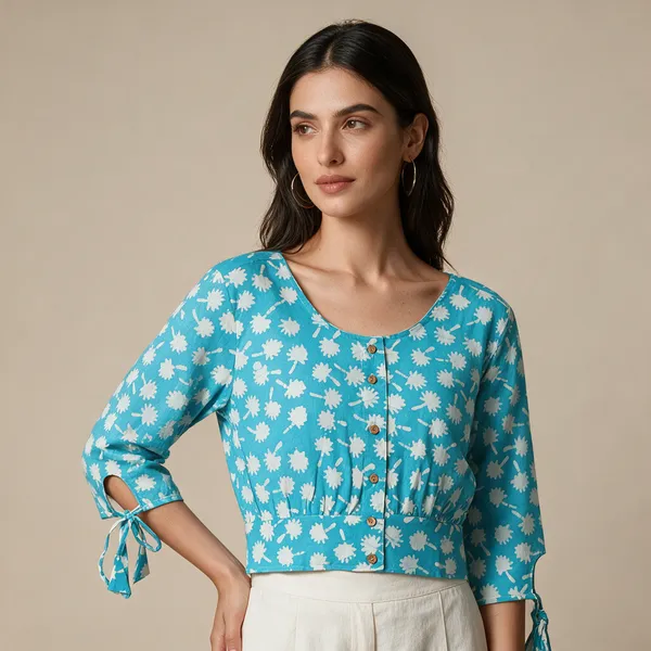 Handmade_Block_Print_Cotton_For_Women_Ethnic_Floral_Printed_Top_With_Long_Sleeves
