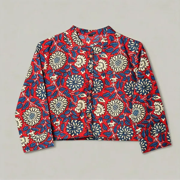 Handmade_Block_Print_Cotton_For_Women_Ethnic_Floral_Printed_Top_With_Long_Sleeves