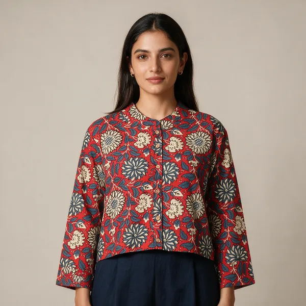 Handmade_Block_Print_Cotton_For_Women_Ethnic_Floral_Printed_Top_With_Long_Sleeves
