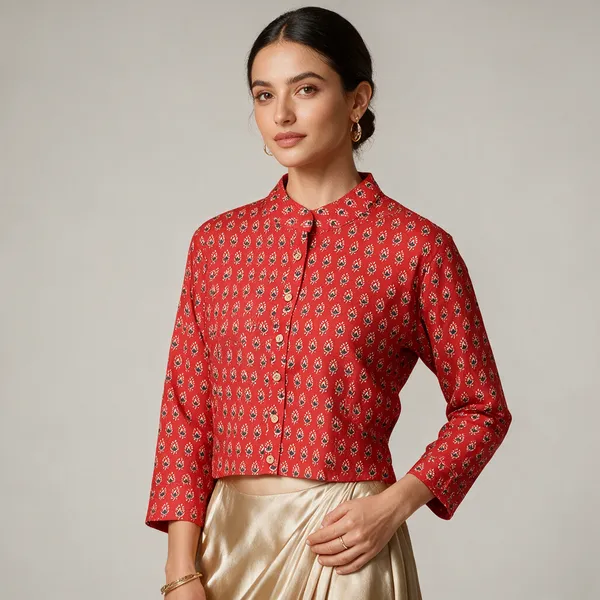 Handmade_Block_Print_Cotton_For_Women_Ethnic_Floral_Printed_Top_With_Long_Sleeves