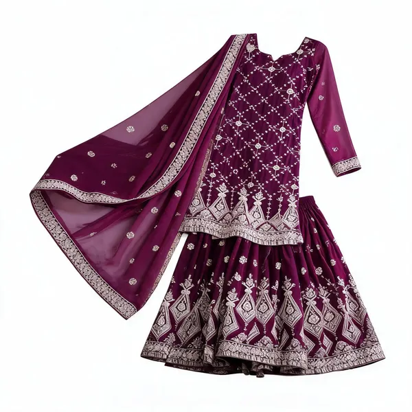 Womens_Georgette_Embroidery_Work_Straight_Kurta_With_Sharara_Suit_And_Dupatta_Set