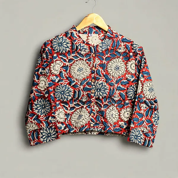 Hand_Block_Print_Cotton_Shirt_For_Women_Floral_Printed_Button_Down_Top_With_Full_Sleeves
