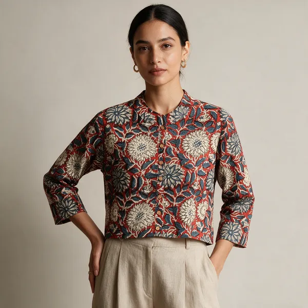 Hand_Block_Print_Cotton_Shirt_For_Women_Floral_Printed_Button_Down_Top_With_Full_Sleeves