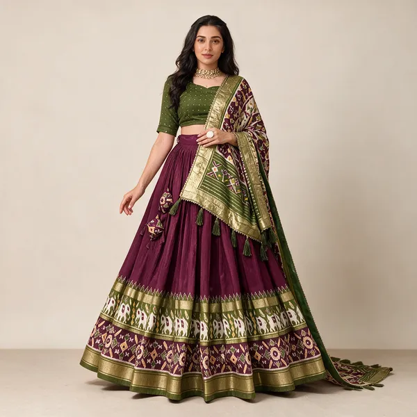 Womens_Tussar_Silk_Patola_Print_Lehenga_Choli_Dupatta_Set