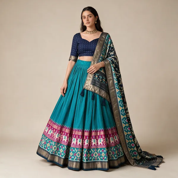 Womens_Tussar_Silk_Patola_Print_Lehenga_Choli_Dupatta_Set