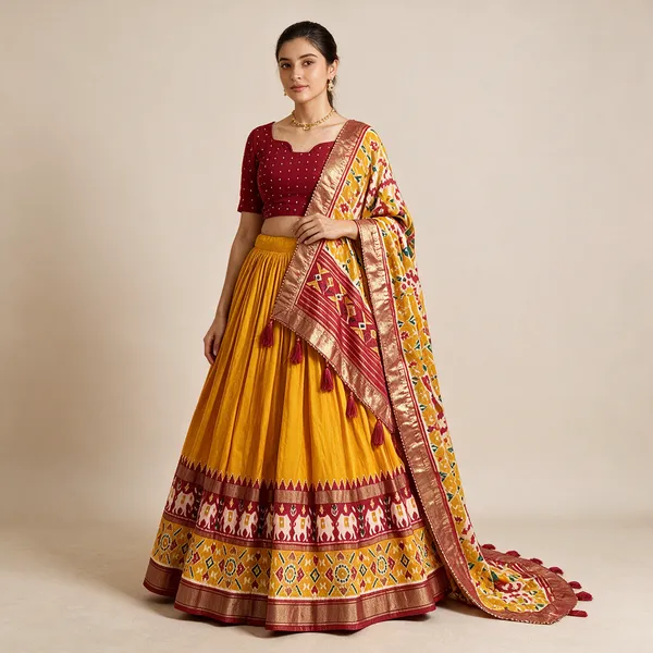 Womens_Tussar_Silk_Patola_Print_Lehenga_Choli_Dupatta_Set