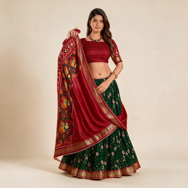 Womens_Traditional_Patola_Print_Tussar_Silk_Lehenga_Choli_With_Festive_Dupatta